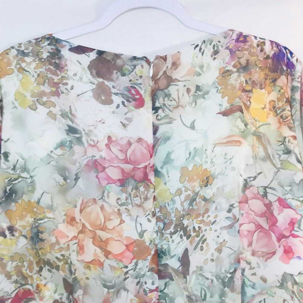 Donna Degnan Feminine Floral Tiered Ruffle Half Sleeve Dress Size 12 - Picture 9 of 9